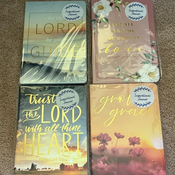 Christian Inspirational Four Journal Set - Gold, Pink, and Yellow - Picture 1 of 7